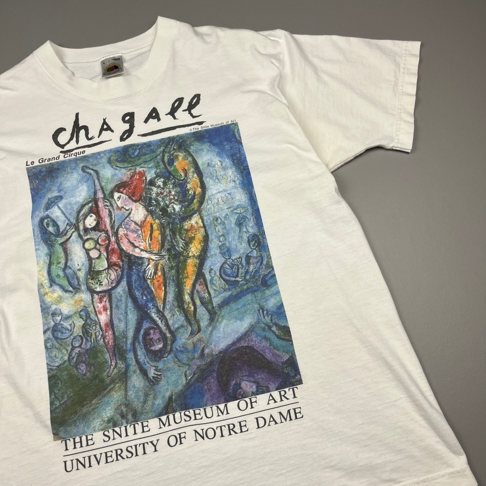 Vintage Rare Art T-Shirt Mens L White Marc Chagall Snite Museum Notre Dame Art